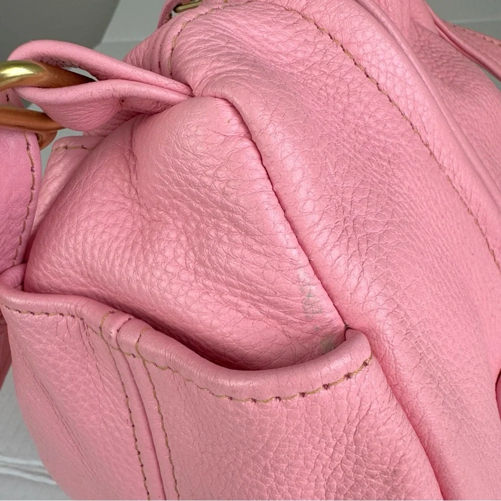 Victoria Leather pink pebble leather teardrop shape crossbody bag - Picture 8 of 14